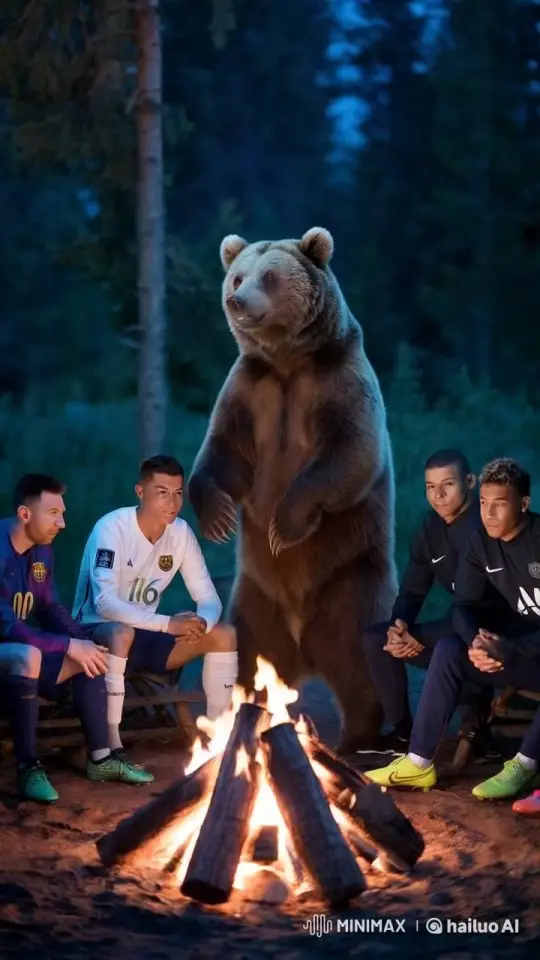 Camping Trip with Unexpected Bear Encounter – AI Generated Video | Hailuo AI