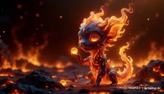 Fiery Sprite Juggles Lava in Burning Cosmos – AI Generated Video | Hailuo AI