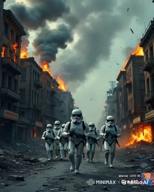 Stormtroopers Advance Through War-Torn Cityscape – AI Generated Video | Hailuo AI