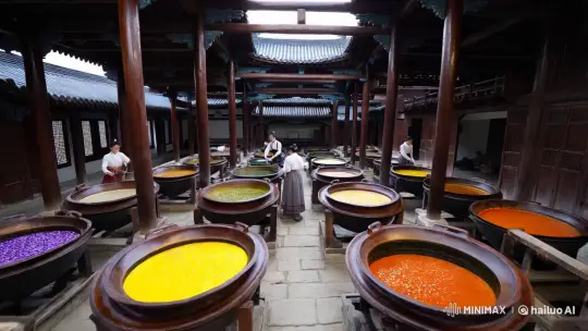 Ancient Chinese Dye House Captured in 8k Panorama – AI Generated Video | Hailuo AI