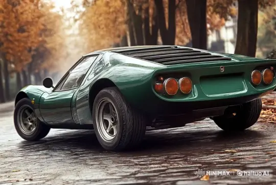 Green Sports Car Speeding Through Autumn Leaves – AI Generated Video | Hailuo AI