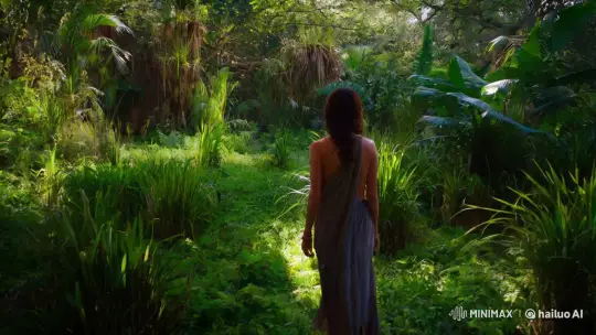 Woman and Tiger in Lush Jungle: Aesthetic Encounter – AI Generated Video | Hailuo AI