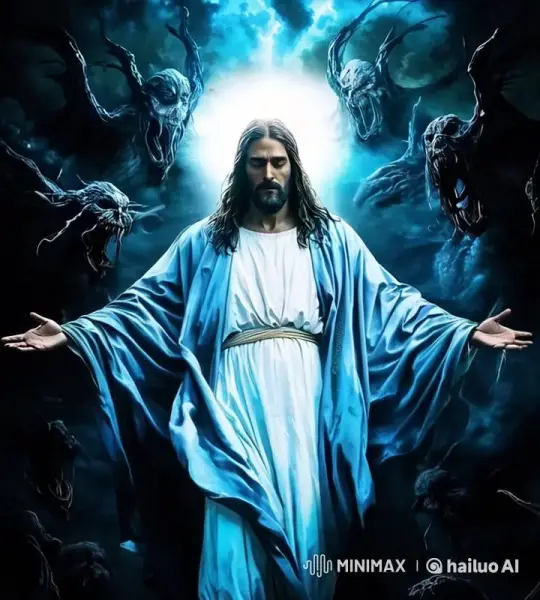 Divine Triumph: Man Overcomes Darkness with Radiant Power – AI Generated Video | Hailuo AI