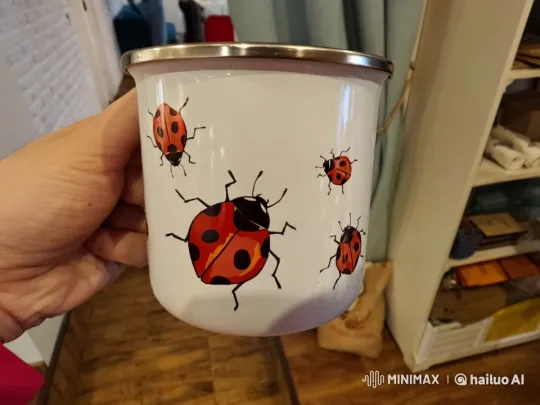 Close-up of Ladybug Decorated Cup in Cozy Room – AI Generated Video | Hailuo AI