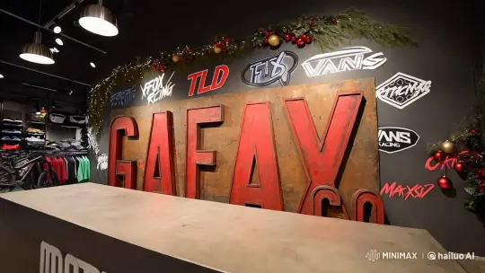 Urban Cycling Store Showcases Industrial Chic with Festive Cheer – AI Generated Video | Hailuo AI