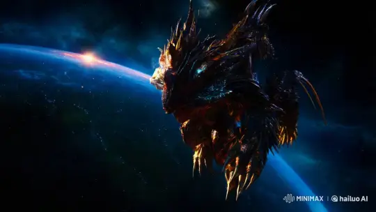 Cosmic Hybrid Creature in Aesthetic, Menacing Cosmic Expanse – AI Generated Video | Hailuo AI