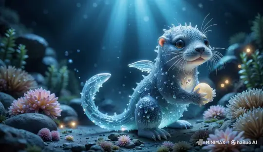 Mystical Underwater Temple with Bioluminescent Creature – AI Generated Video | Hailuo AI