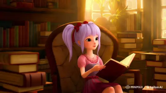Sara's Tranquil Reading Nook with Lavender Eyes – AI Generated Video | Hailuo AI