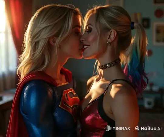 Intimate Kiss Between Supergirl and Blonde in Sunlit Room – AI Generated Video | Hailuo AI