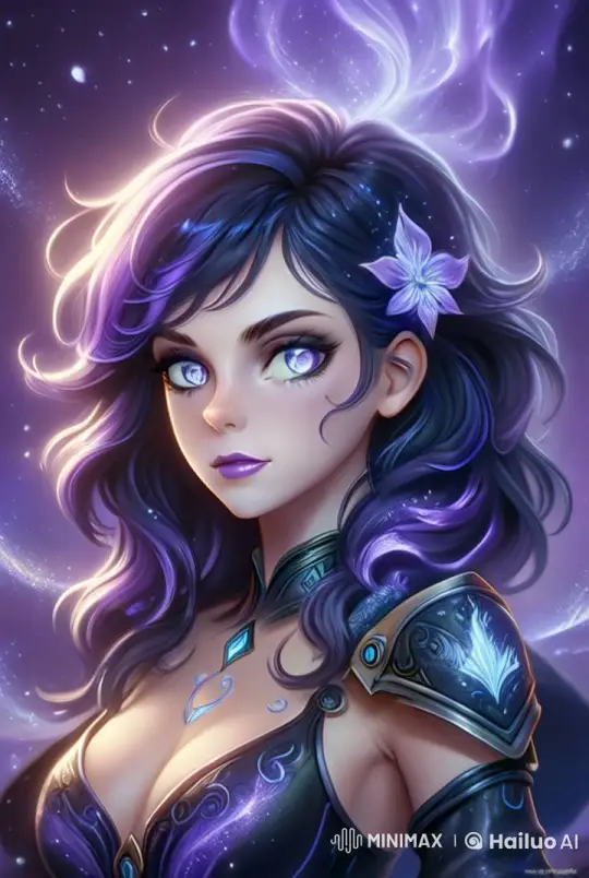 Cosmic Girl Embraces Romantic Moment in Ethereal Landscape – AI Generated Video | Hailuo AI