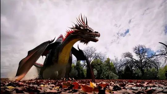 Dragon Soars Skyward in Low-Angle Flight Scene – AI Generated Video | Hailuo AI