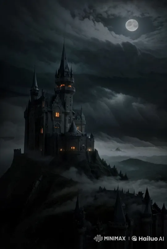 Mysterious Black Castle Amidst Stormy, Haunted Landscape – AI Generated Video | Hailuo AI