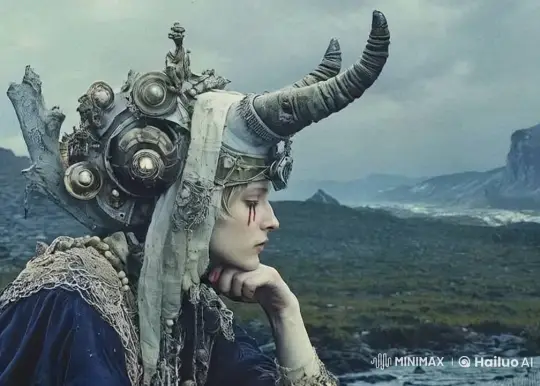 Beautiful Death in Steampunk Armor Ponders on a Throne of Skulls – AI Generated Video | Hailuo AI