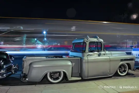 Vintage Chevrolet Truck Takes Off at Night – AI Generated Video | Hailuo AI