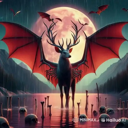 Mystical Creature Ascends in Haunting Moonlit Landscape – AI Generated Video | Hailuo AI
