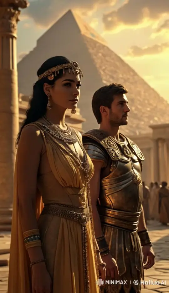 Ancient Characters and Pyramid Setting with Subtle Movements – AI Generated Video | Hailuo AI
