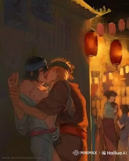 Passionate Kiss in Lively Night Market Scene – AI Generated Video | Hailuo AI