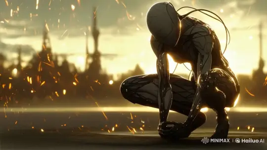 Transformation Scene: Humanoid Figure Amidst Ethereal Glow – AI Generated Video | Hailuo AI