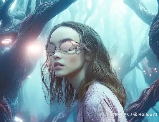 Mystical Forest Scene with Slow-Motion Focus on Futuristic Glasses – AI Generated Video | Hailuo AI