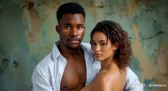 Intimate Moment Between Models During Photo Shoot – AI Generated Video | Hailuo AI