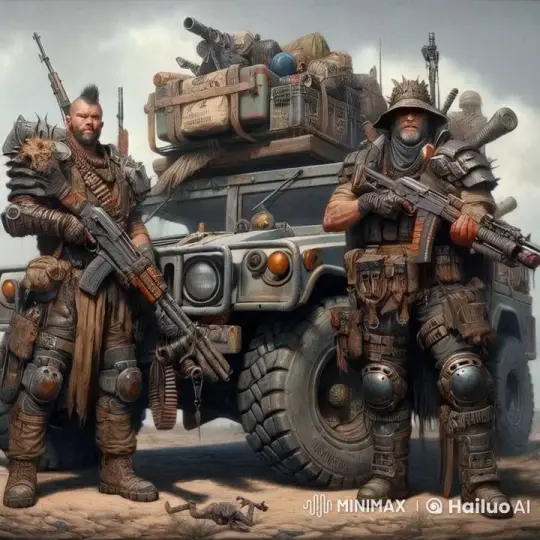Apocalyptic Warriors Guarding Supplies Amidst Desolation – AI Generated Video | Hailuo AI