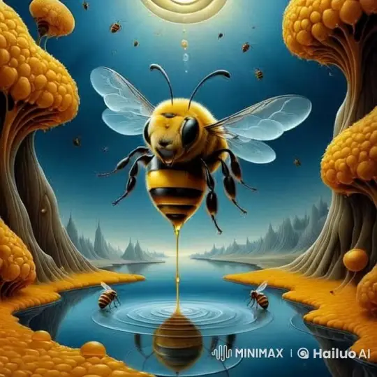 Magical Bee Hovers Over Enchanted Honeycomb Landscape – AI Generated Video | Hailuo AI