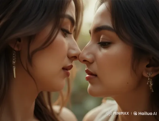 Intimate Kiss Between Two Women Captured – AI Generated Video | Hailuo AI