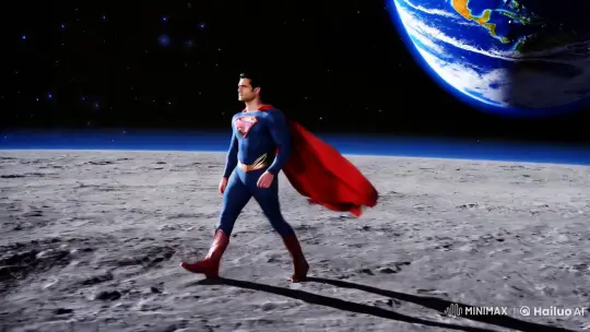 Superman Reflects on Earth from the Moon's Surface – AI Generated Video | Hailuo AI