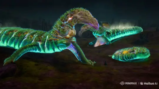 Lysosomal Leviathans: Bioluminescent Digestive Giants – AI Generated Video | Hailuo AI