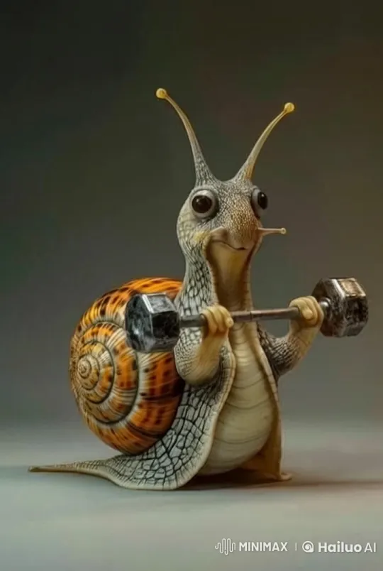 Snail Doing Workout with Dumbbell – AI Generated Video | Hailuo AI