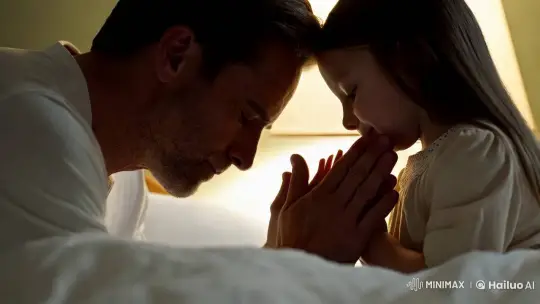 Intimate Father-Daughter Prayer Captured in Cinematic Beauty – AI Generated Video | Hailuo AI