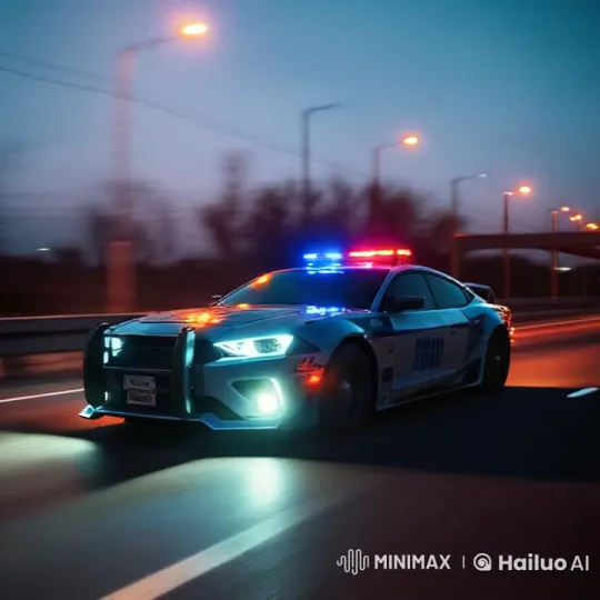Police Car Speeding on Highway – AI Generated Video | Hailuo AI