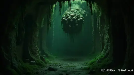Cavernous Horror: Pulsating Mass Attacks in Dim Light – AI Generated Video | Hailuo AI
