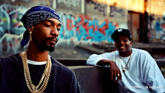 Reflections of Hip-Hop Legends: Tupac and Biggie in an Urban Alley – AI Generated Video | Hailuo AI