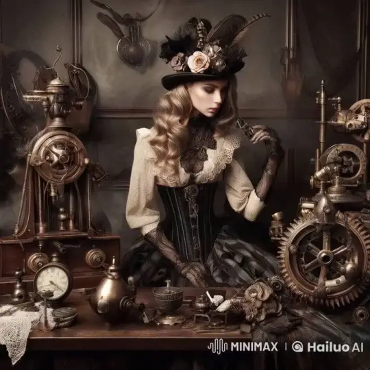 Victorian Scientist Examines Mechanical Object in Steampunk Lab – AI Generated Video | Hailuo AI