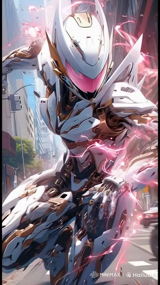 Futuristic Cyborg Hero Leaps Through Bustling Cityscape – AI Generated Video | Hailuo AI