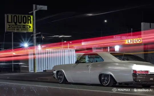 White Car Rapidly Accelerates, Leaving Smoke Trails – AI Generated Video | Hailuo AI