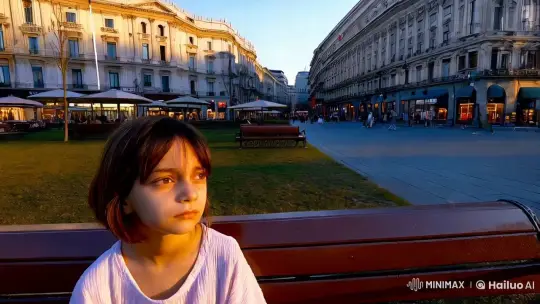 Isolated Girl in Milan's Golden Hour Park – AI Generated Video | Hailuo AI