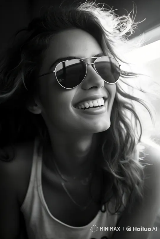 Joyful Woman Smiling in Sunlit Moment – AI Generated Video | Hailuo AI