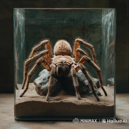 Realistic Tarantula Movement in Glass Tank – AI Generated Video | Hailuo AI