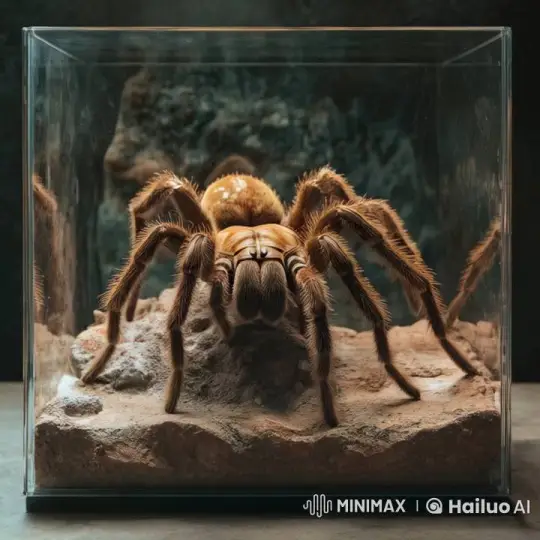 Slow Motion of Tarantula Walking in Transparent Tank – AI Generated Video | Hailuo AI