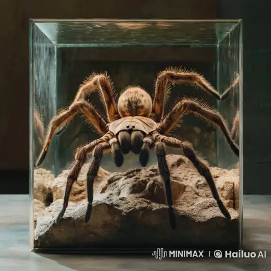 Realistic Slow-Motion Tarantula in Glass Tank – AI Generated Video | Hailuo AI