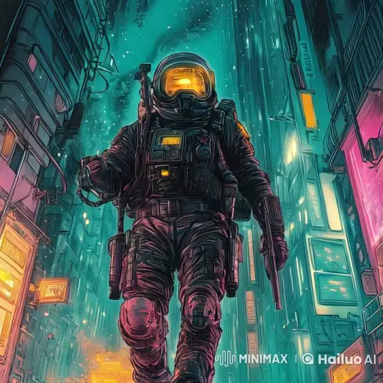 Futuristic Underwater City Exploration by Neon-Lit Bounty Hunter – AI Generated Video | Hailuo AI