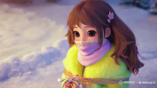 Captivating Anime Girl Tied in Winter Wonderland – AI Generated Video | Hailuo AI