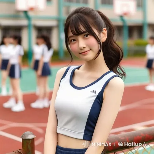 Joyful School Day: Girl on Basketball Court – AI Generated Video | Hailuo AI