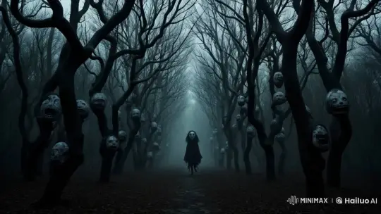 Monstrous Figure Advances in Haunted Forest Path – AI Generated Video | Hailuo AI