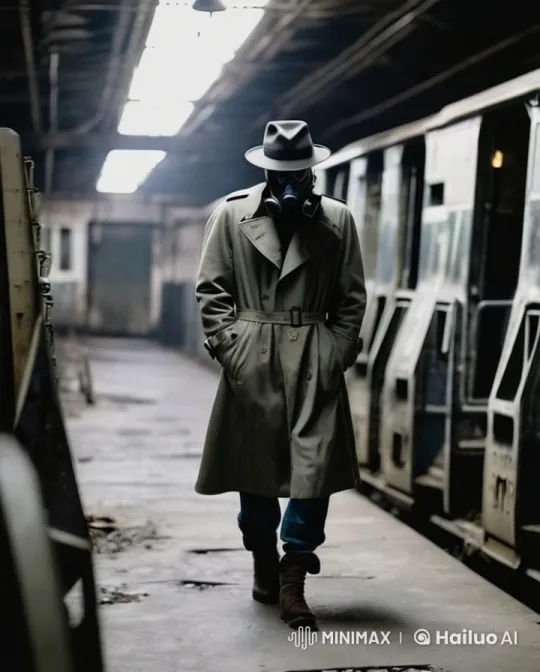 Mysterious Man Walks Through Neglected Train Station – AI Generated Video | Hailuo AI