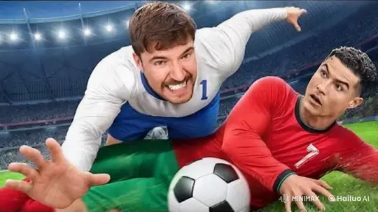 Soccer Players' Hilarious Ball-Eating Scene – AI Generated Video | Hailuo AI