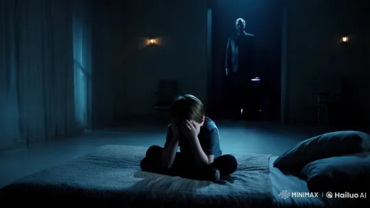 Distressed Child in Menacing Shadow of Man – AI Generated Video | Hailuo AI