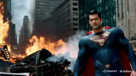 Superman Emerges from Fiery Truck Debris in Metropolis – AI Generated Video | Hailuo AI